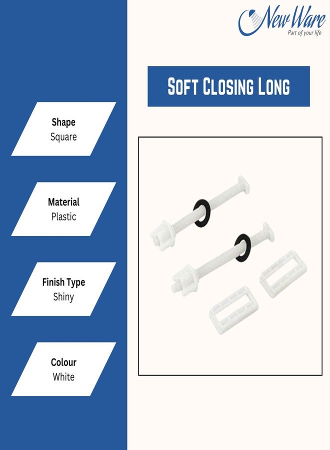 NEW WARE PVC Toilet Seat Cover Soft Closing Hinges Jqr & Sympolo Type | Square Ring 52 mm | White Replacement Hinges - Image 4
